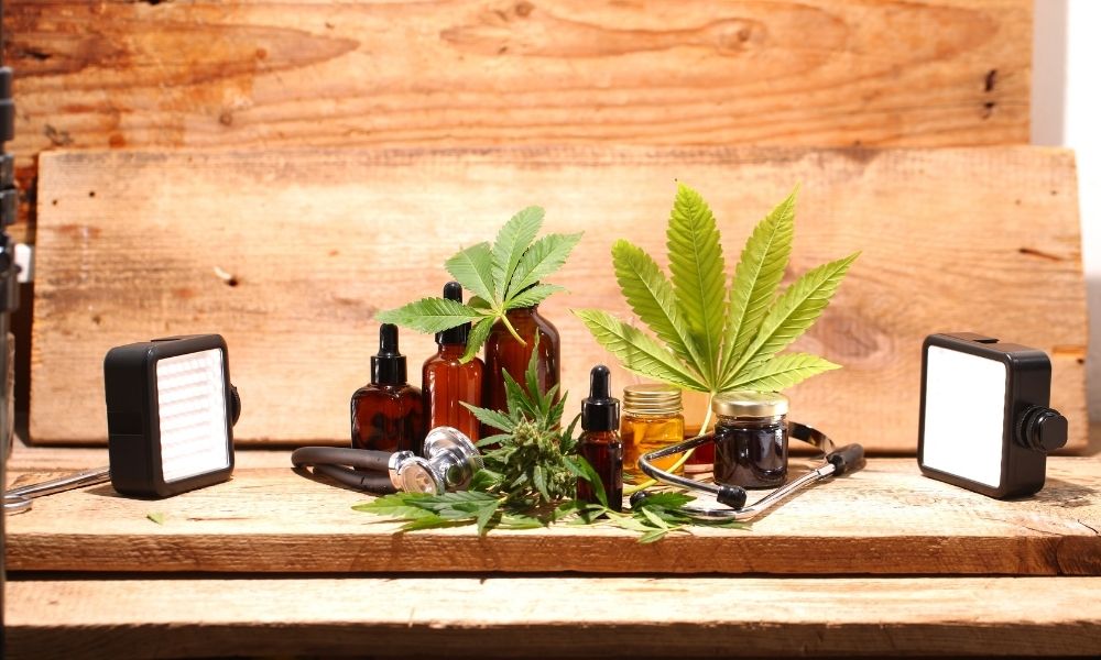 cbd hemp products with leaves