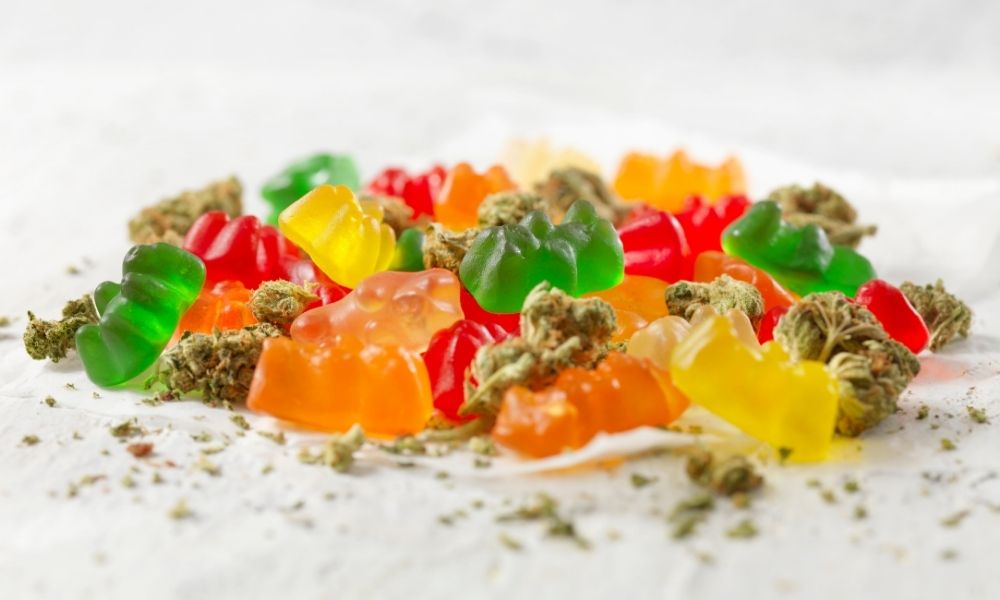 colorful gummy bears with flower