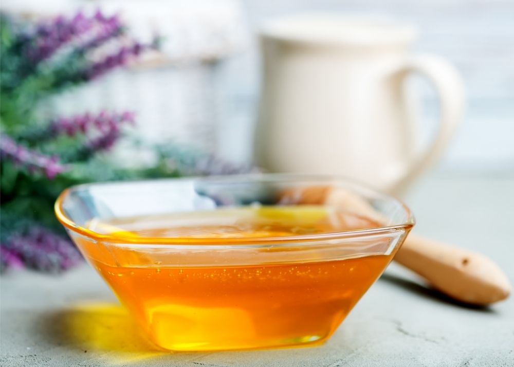 bowl of honey and lavender