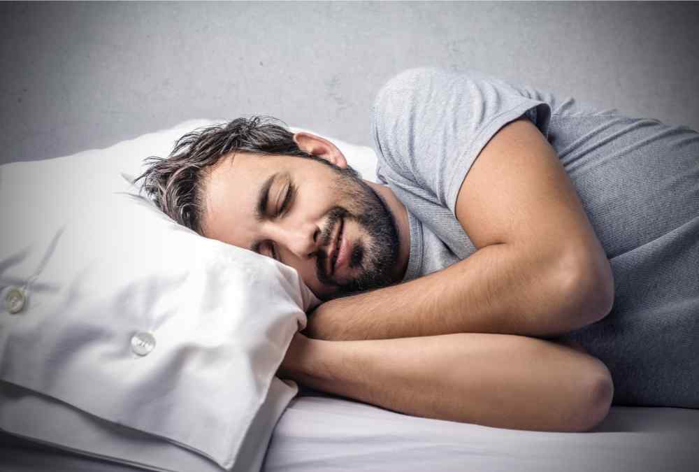 man in a deep and joyful slumber