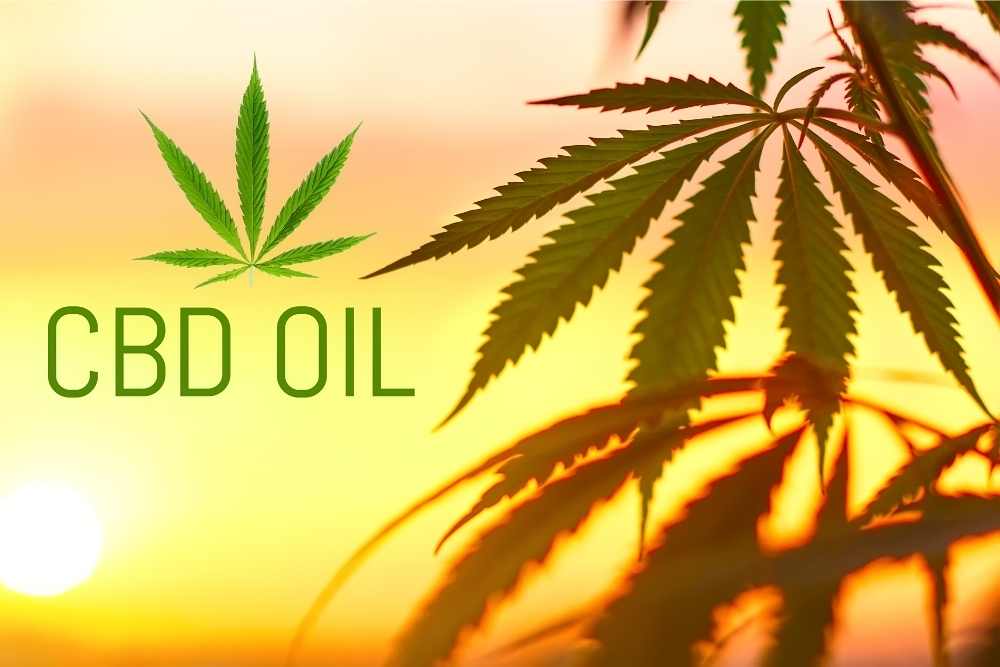 cbd oil text in the sunset